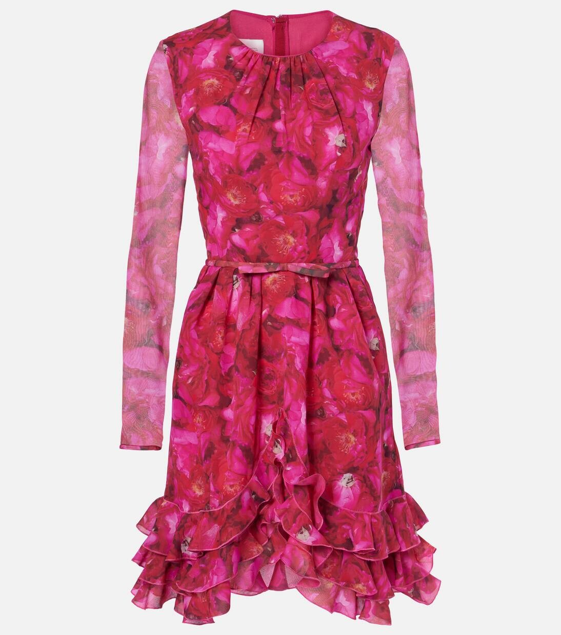 

Мини-платье из шелкового жоржета Rose Mania Giambattista Valli, цвет red/rose