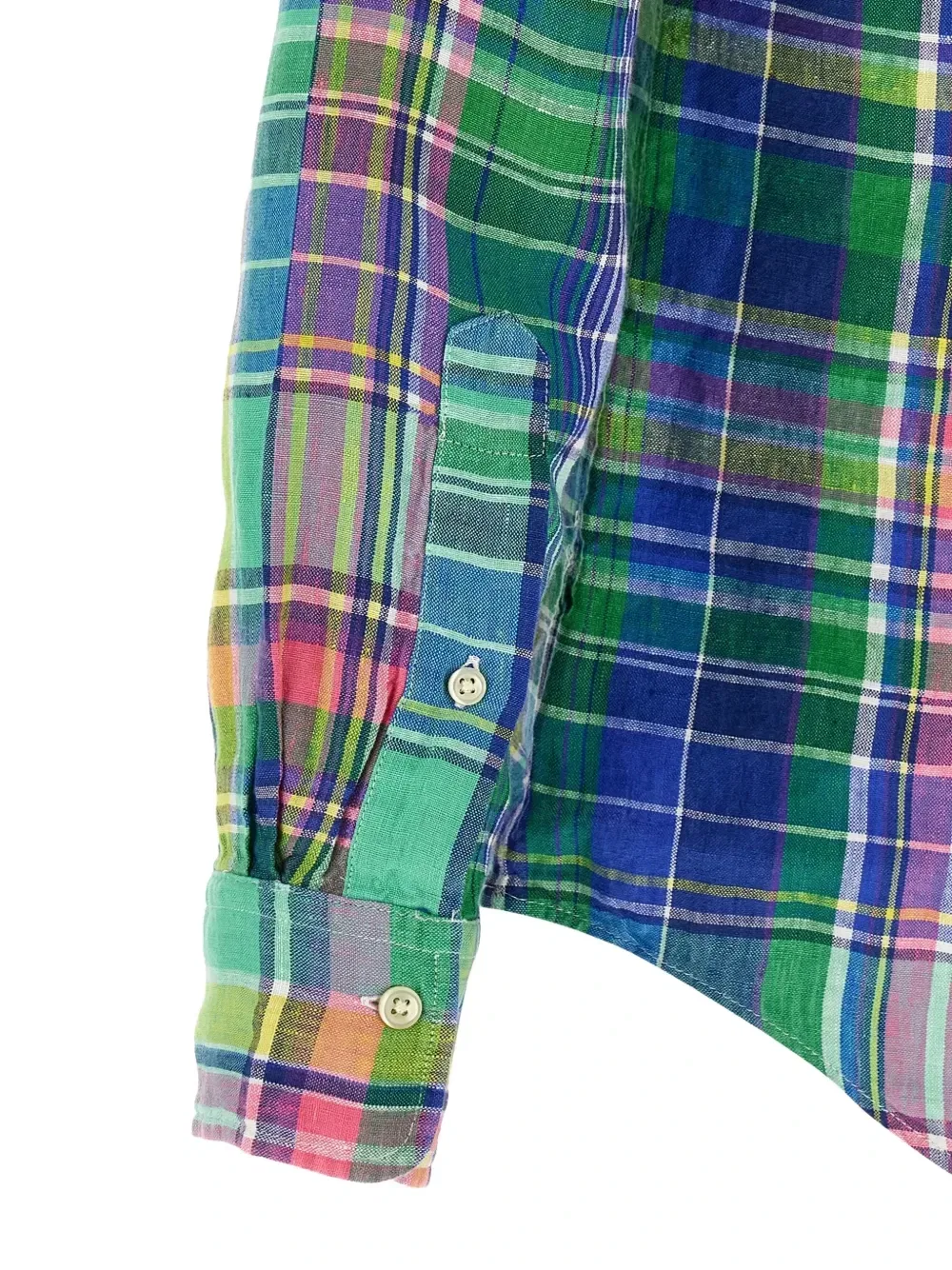 Рубашка из льна в клетку POLO RALPH LAUREN, зеленый — фото 4