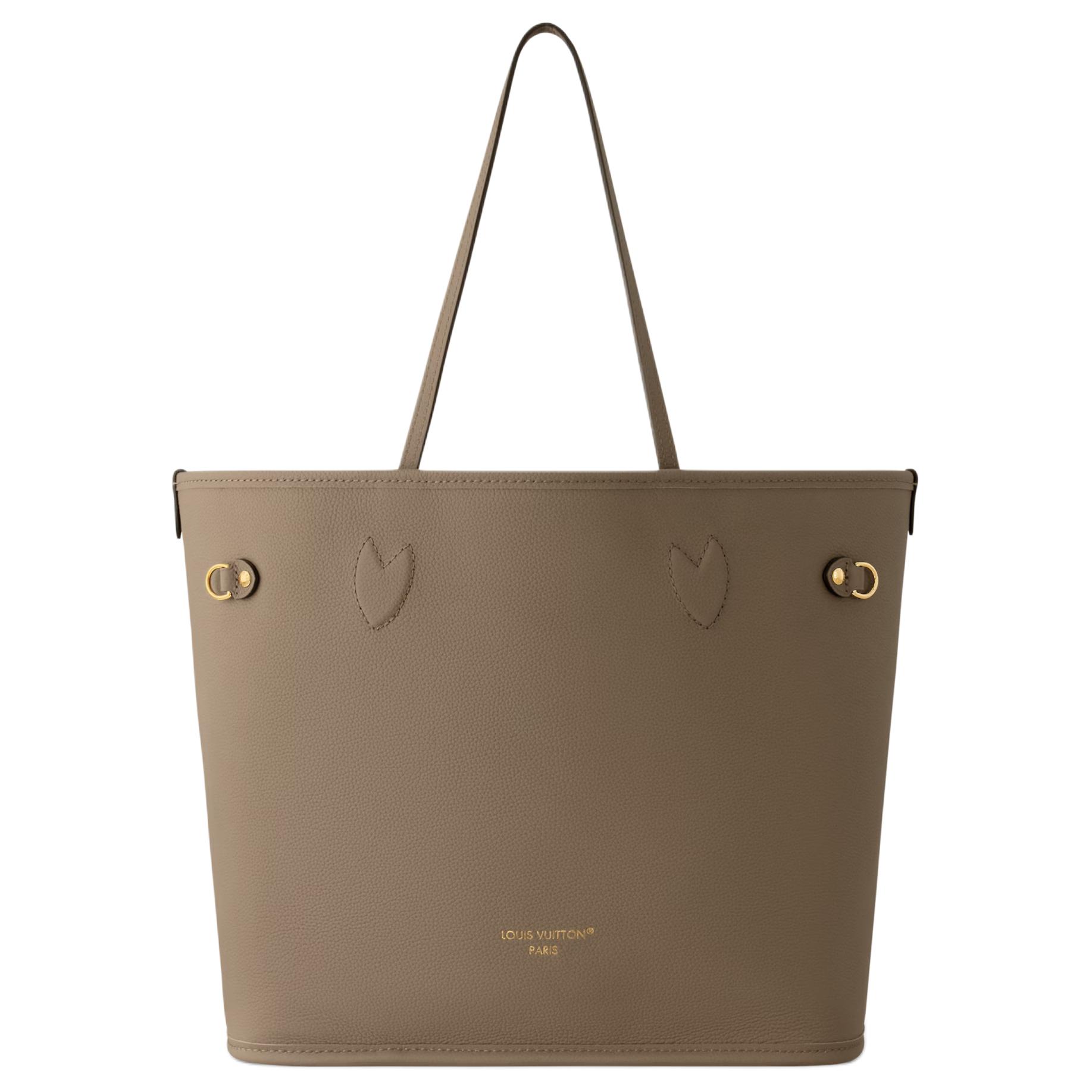 

LOUIS VUITTON Сумка через плечо Neverfull среднего размера из кожи серо-зеленого цвета