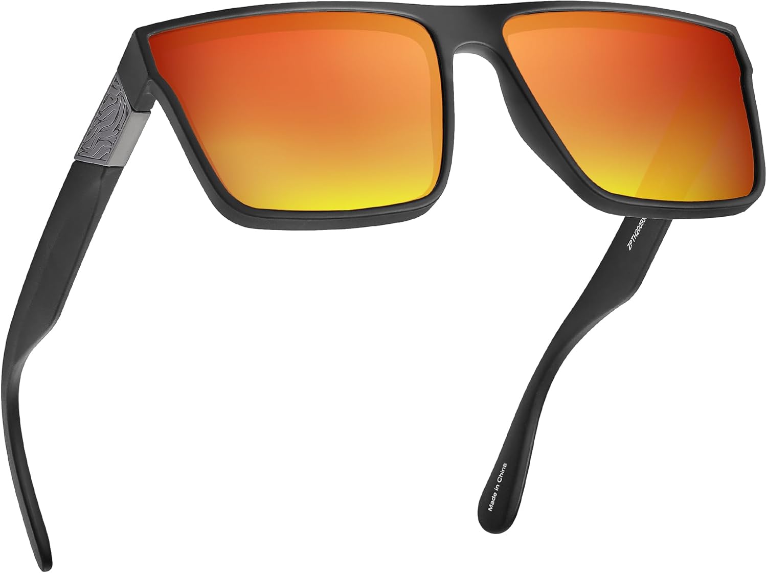 

Солнцезащитные очки JIM HALO Retro, поляризация, UV400, квадратные, плоская верхняя часть, для вождения, рыбалки, походов, гольфа, черная оправа, красные зеркальные линзы