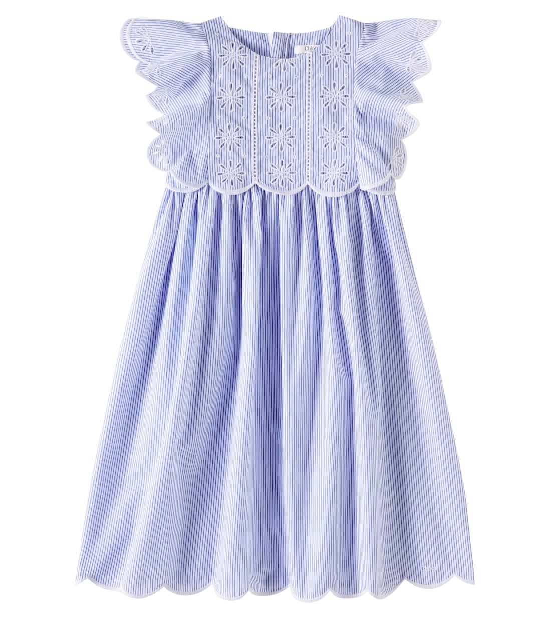 

Полосатое вышитое платье Chloé Kids, White Blue