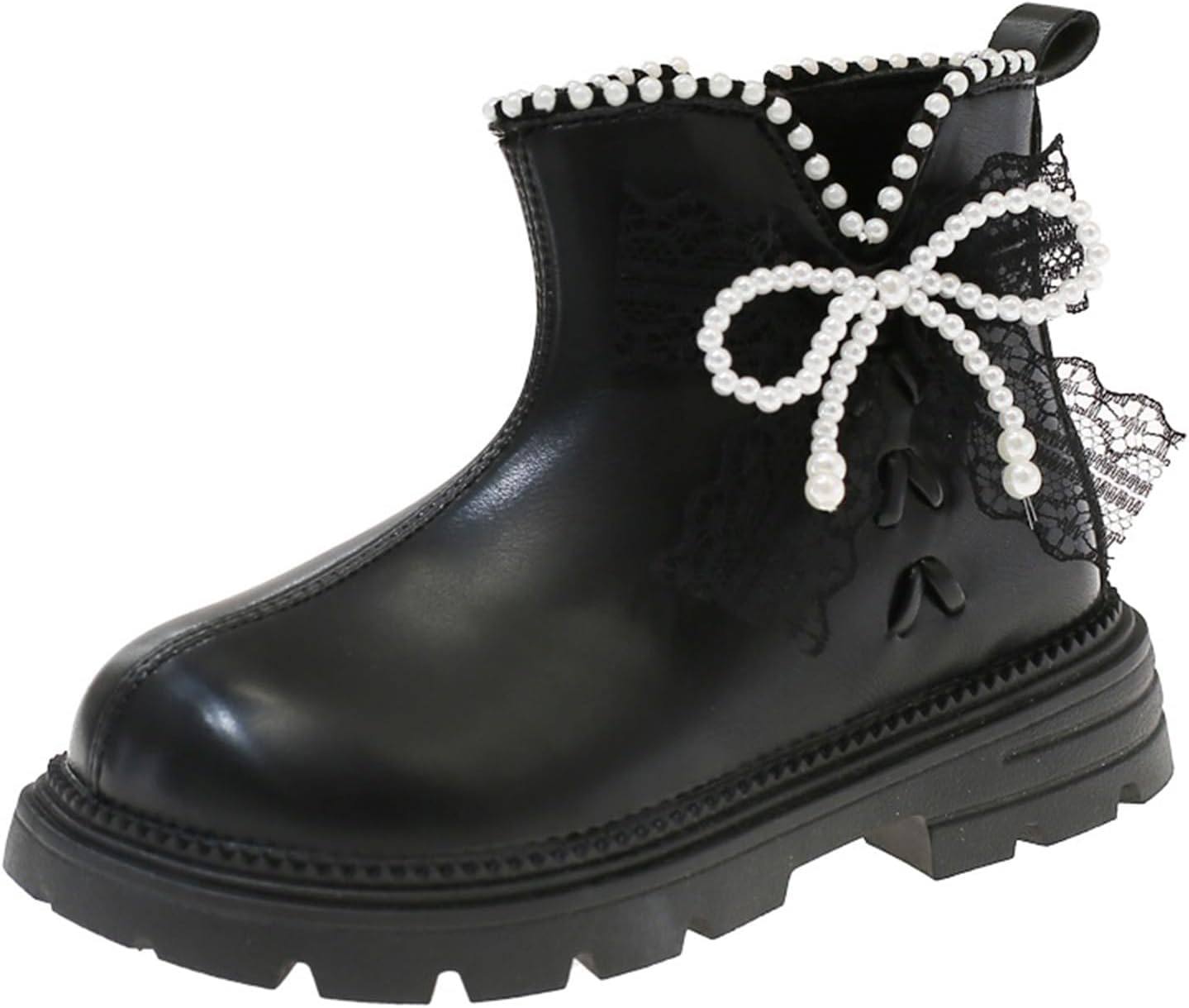 

Детские зимние ботинки IWIHMIV для девочек, теплые короткие скаутские ботиночки, комфортные, модные, с нескользящей подошвой и бантом, Black