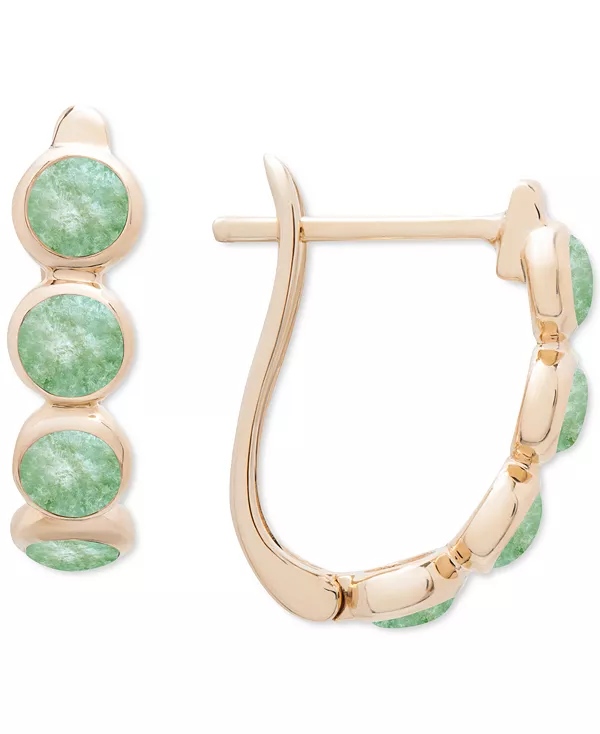 

Серьги-Кольца с застежкой-русалкой из оникса, стерлингового серебра с покрытием из 14-каратного золота (также окрашенного в зеленый нефрит) Macy'S, jade
