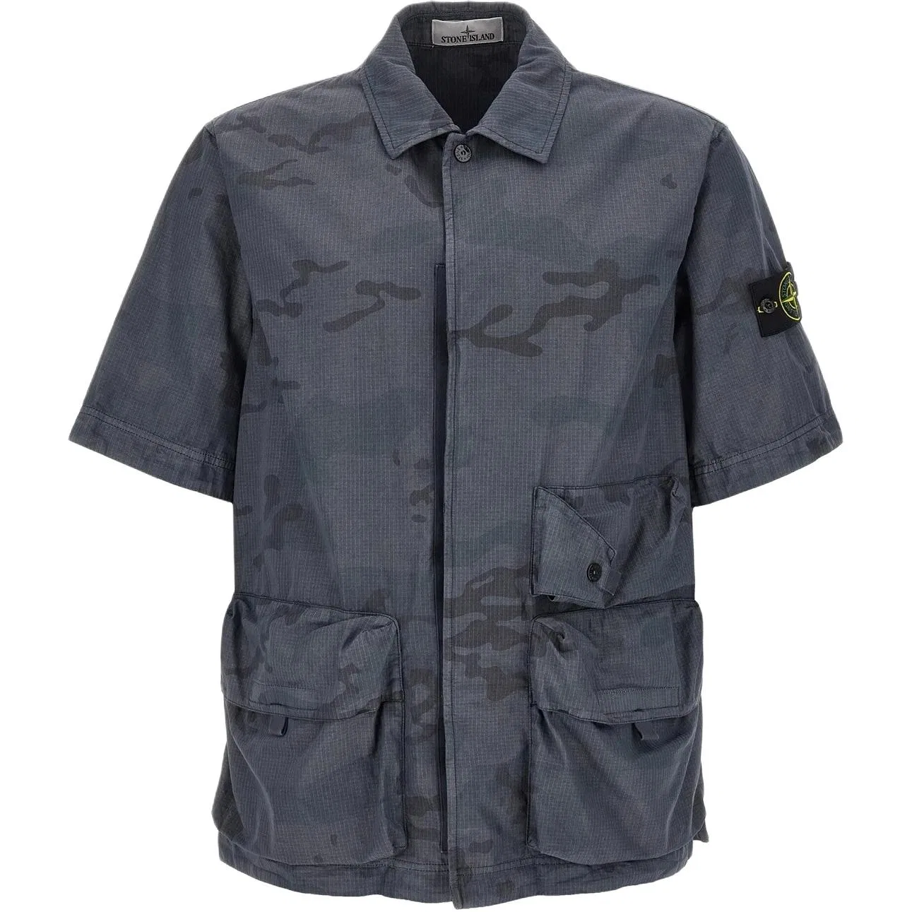 Рубашка STONE ISLAND синяя с отложным воротником