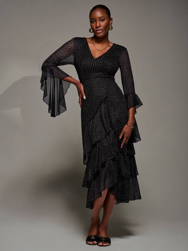 

Платье с рюшами и сетчатой вставкой Spot Jolie Moi, Black Spot