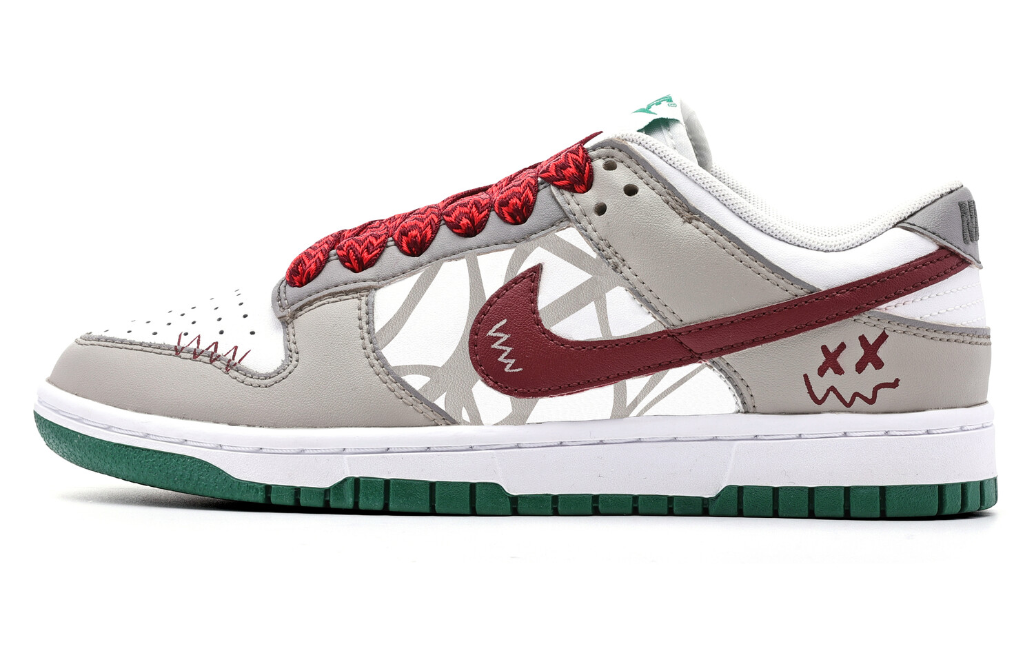 

Кроссовки Nike Dunk Skateboarding Shoes Men Low-top White/gray/red, цвет Customized