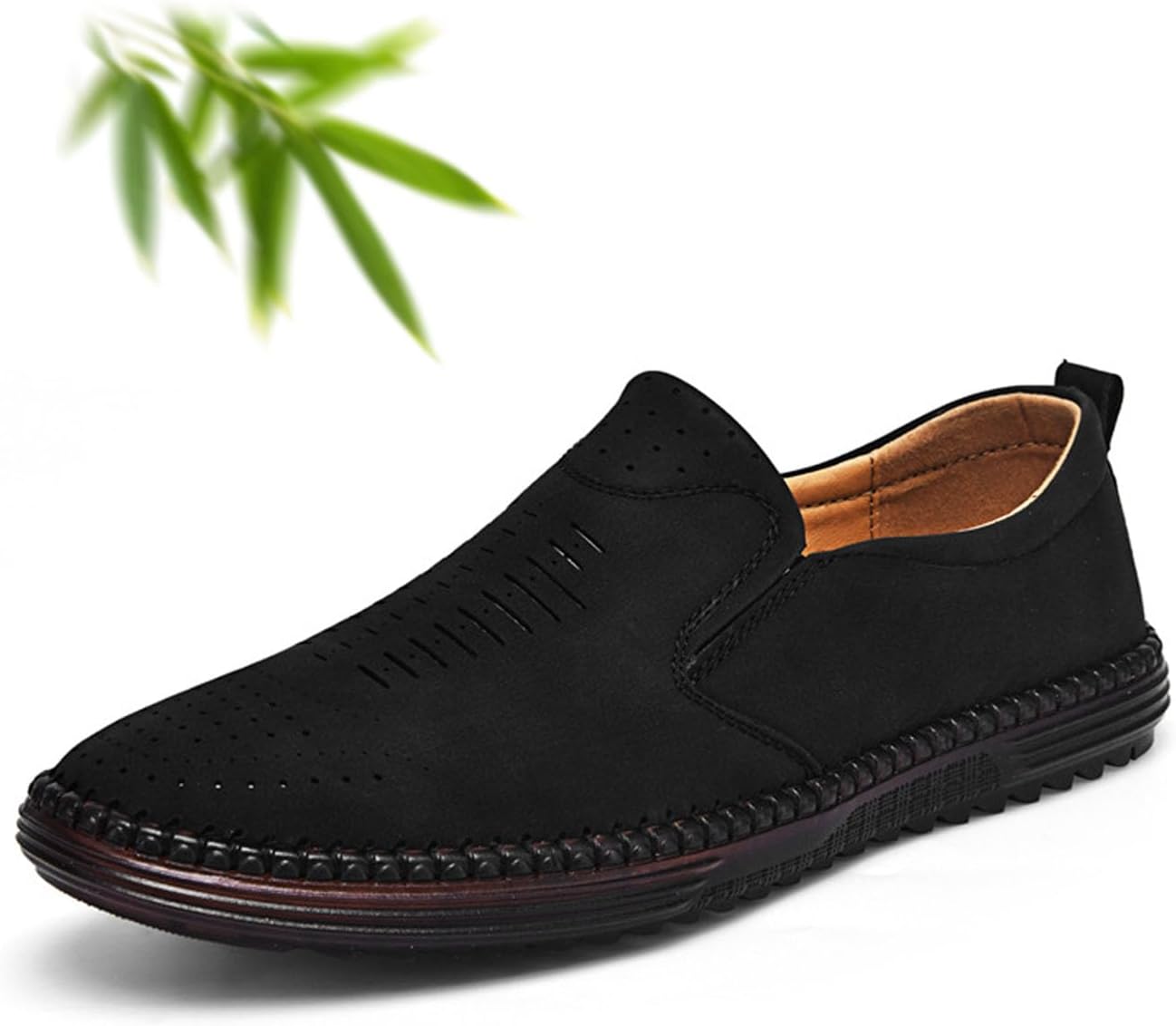 

Мужские ортопедические кожаные лоферы ручной работы - дышащие, легкие повседневные туфли для прогулок, вождения и ежедневного комфорта Noworfewer, черный