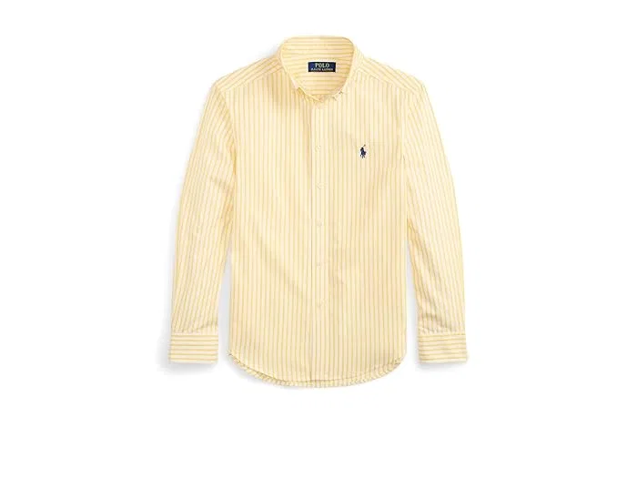 Рубашка хлопковая поплин Plaid Cotton Poplin Shirt Polo Ralph Lauren Kids, Corn Yellow/White