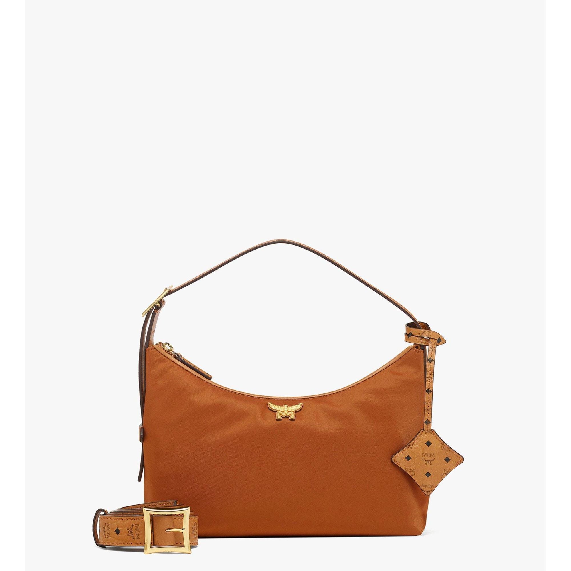 

Сумка-хобо Aren из эконила с принтом монограммы на коже Mcm, Cognac