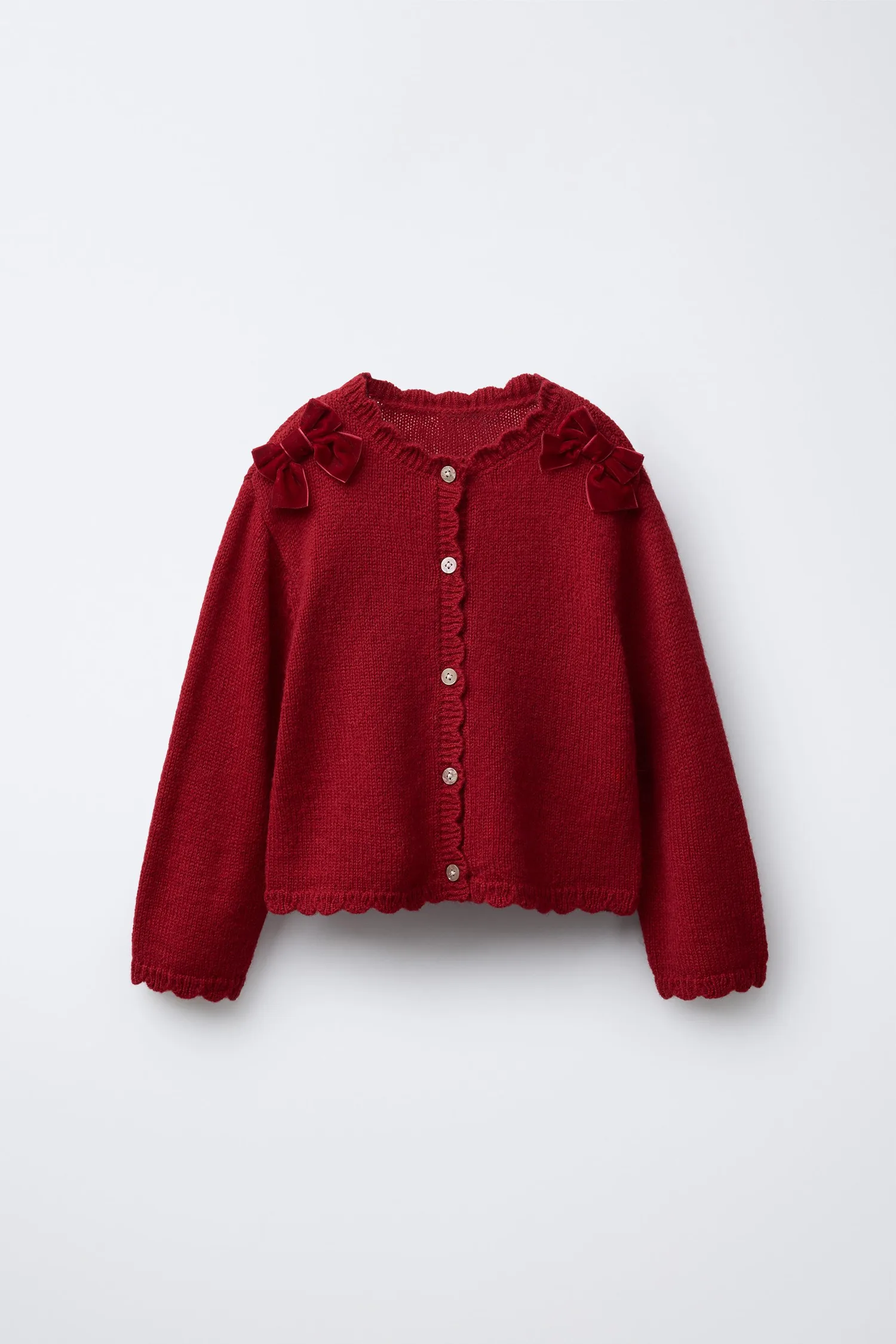 Кардиган с бархатными бантами Zara, красный