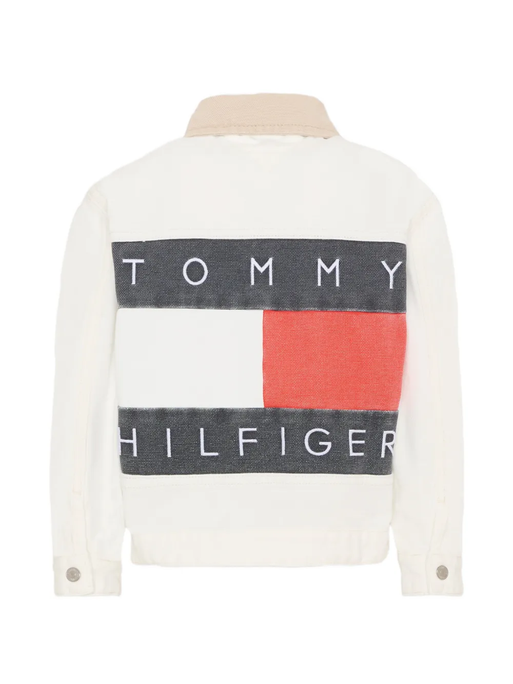 Хлопковая куртка с логотипом Tommy Hilfiger Junior, белый — фото 2