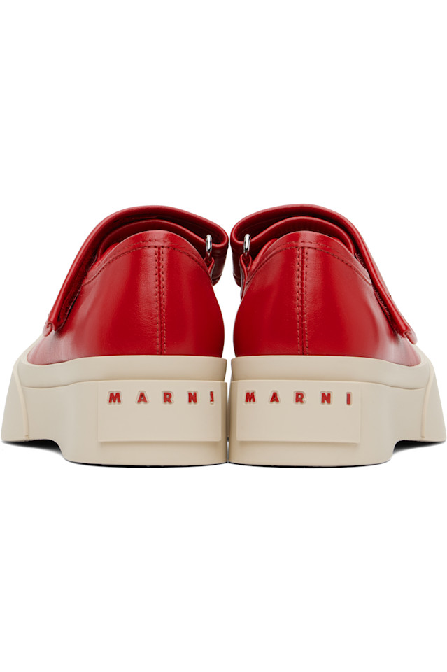 Кожаные кроссовки в стиле Mary Jane Marni, красный — фото 2