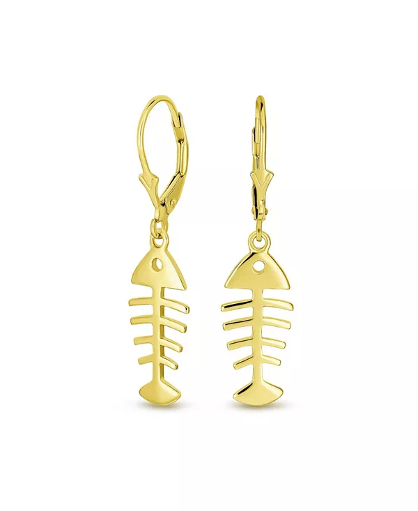 

Серьги-Подвески с застежкой-рыбкой в морском стиле, стерлинговое серебро с покрытием из 14-каратного золота Bling Jewelry, gold