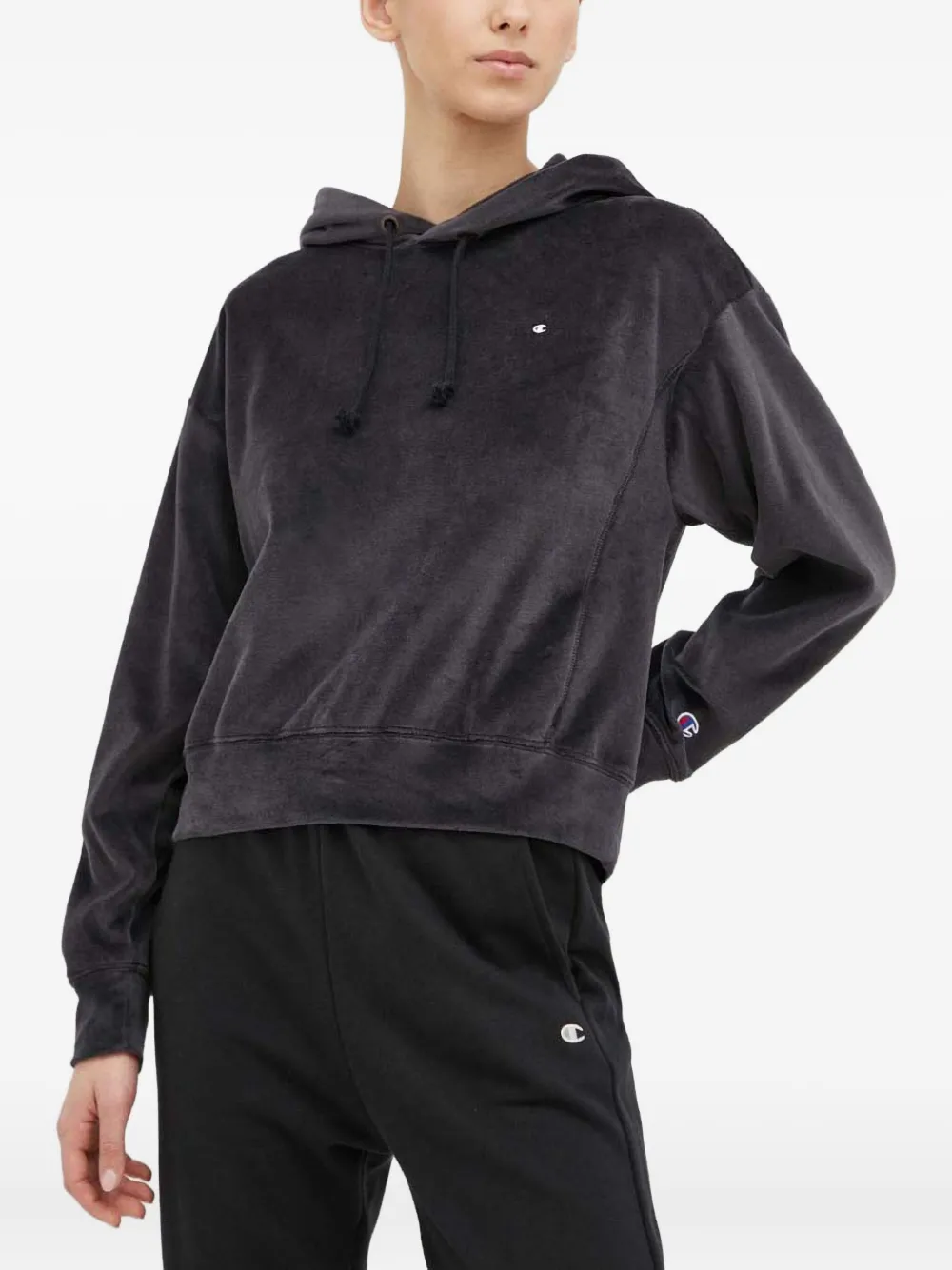 

Худи с логотипом и кулиской Champion, серый