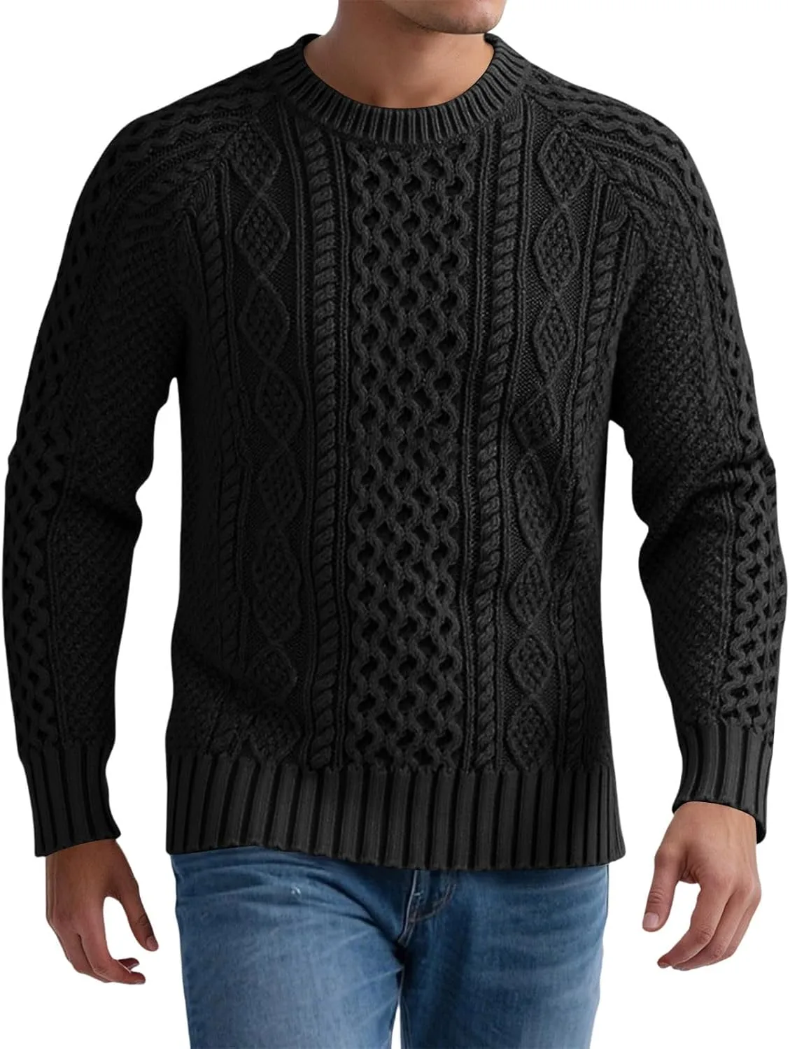 Толстовка мужская кабельной вязки, лонгслив, однотонная