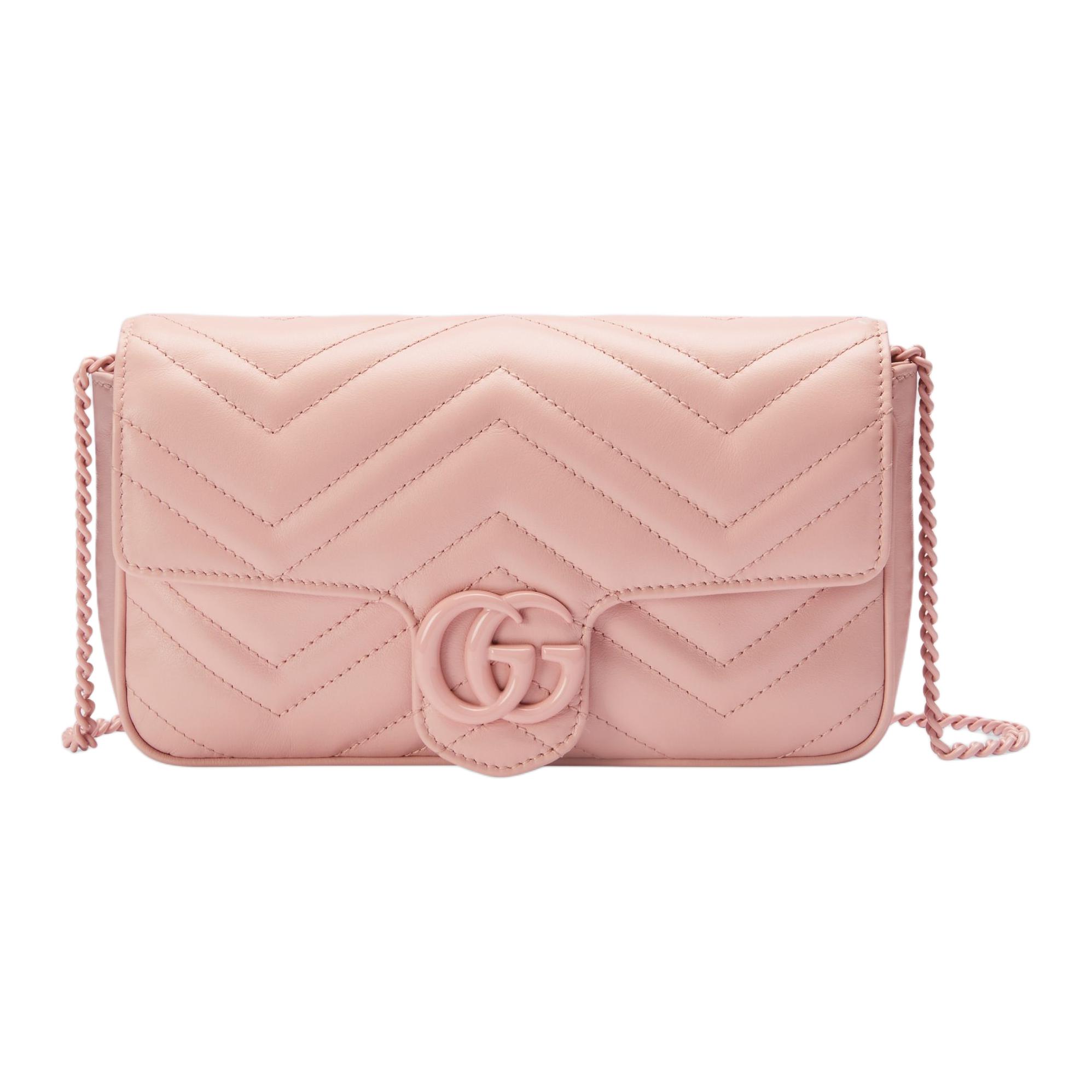 GUCCI GG Marmont Кожаная Сумка Через Плечо, Мини Сумка Через Плечо Женская Светло-Розовый и Бежевый — фото 3