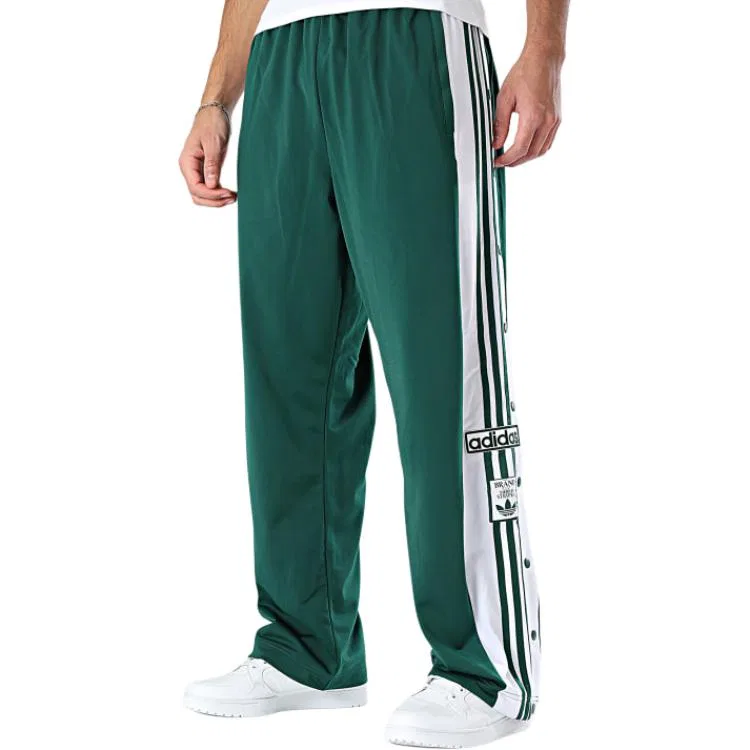 Трикотажные спортивные штаны с полосками Adidas Originals зеленые — фото 4