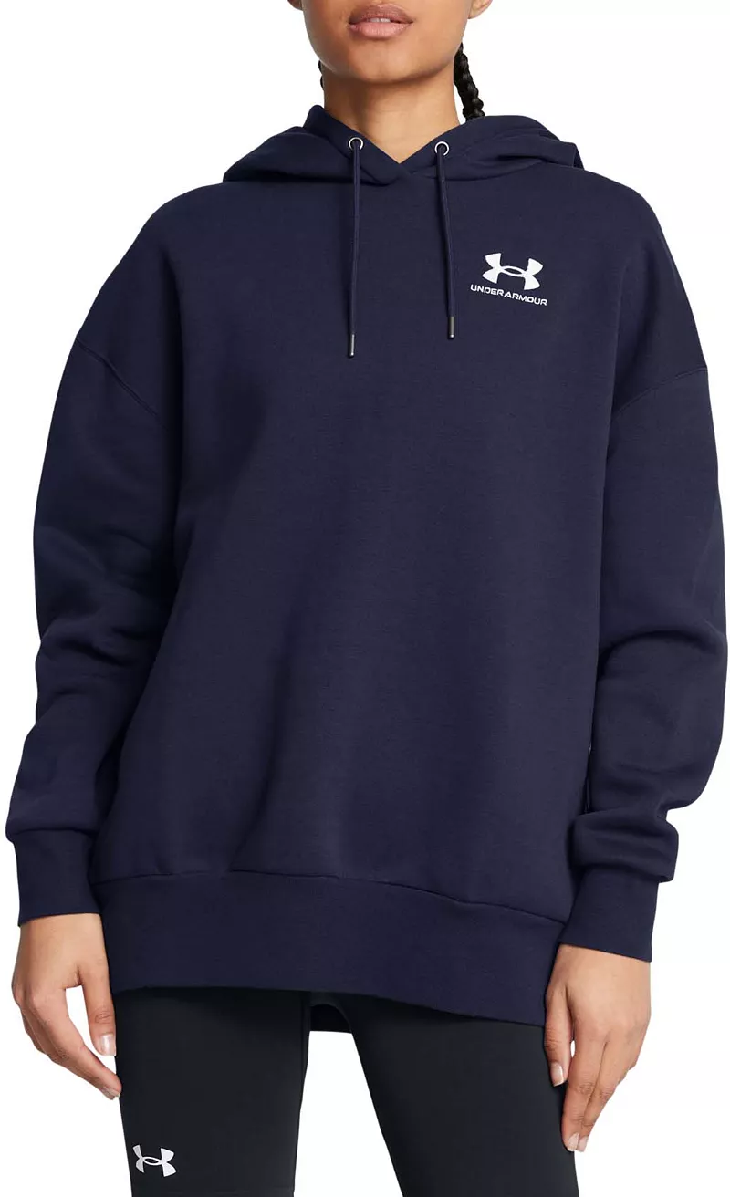 

Женская толстовка оверсайз из флиса Under Armour Icon, цвет Midnight Navy/White