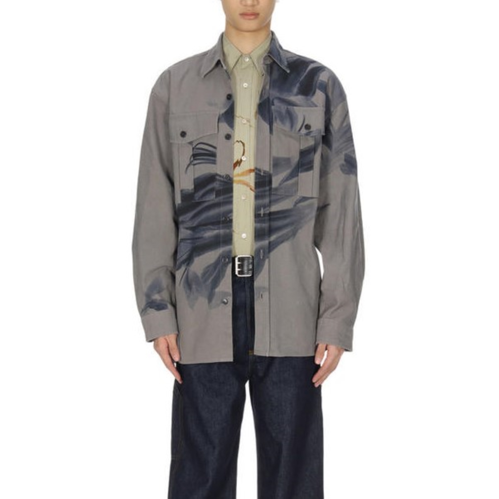 Мужская рубашка FW25 Dries Van Noten, серый — фото 3