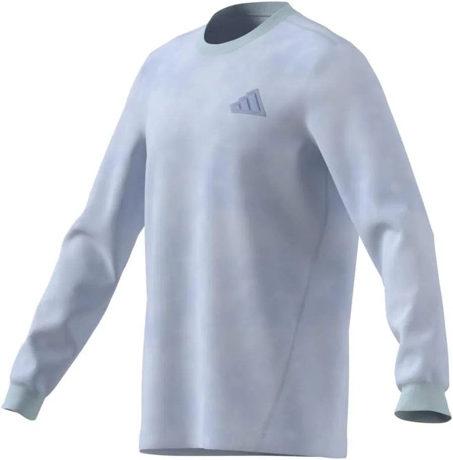 Футболка Adidas Men's Tech с длинным рукавом, Blue/Sky Tint, Large/Tall — фото 3