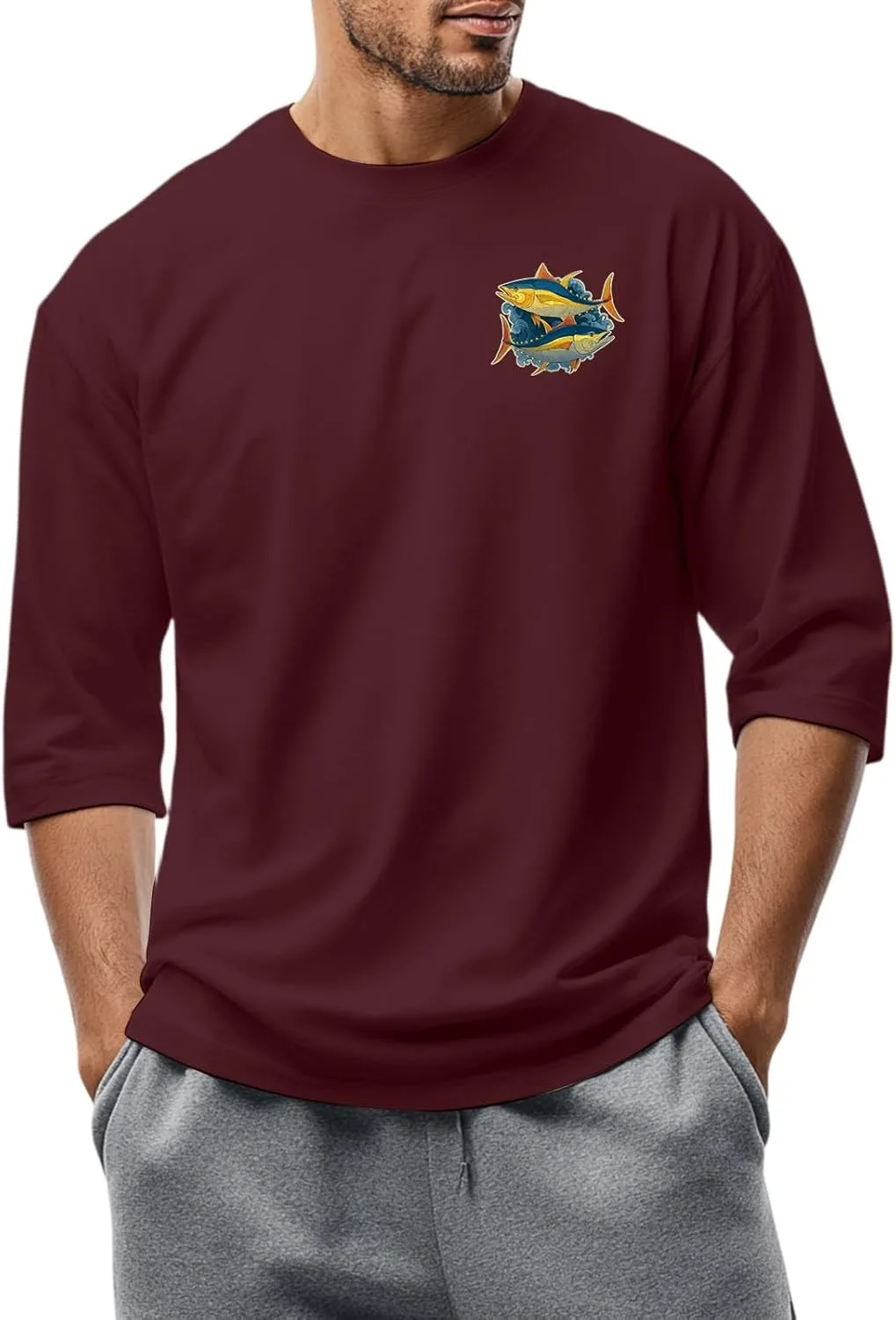 

Футболка мужская Classic Print, Loose Fit, 3/4 Sleeve FQZWONG