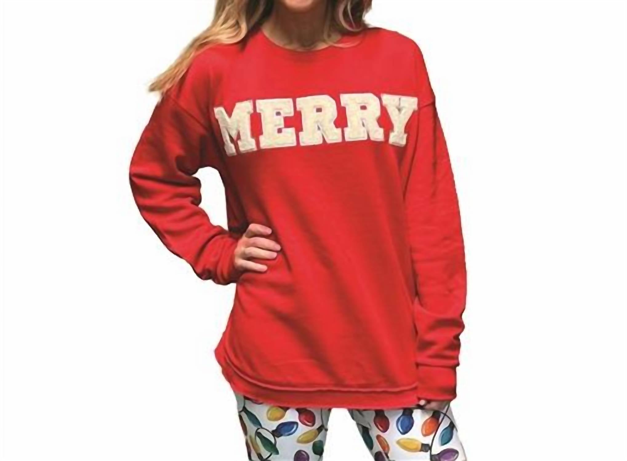 

Свитшот с аппликацией Merry красного цвета Couture Tee Company