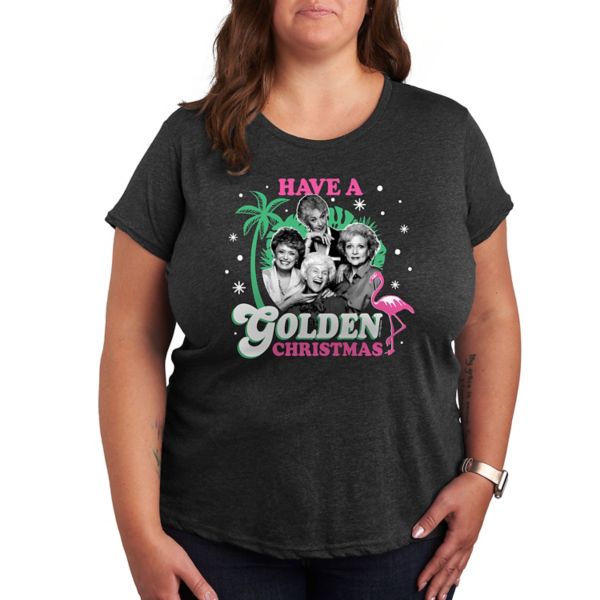 

Плюс золотая рождественская футболка с принтом «Golden Girls» Licensed Character, серый