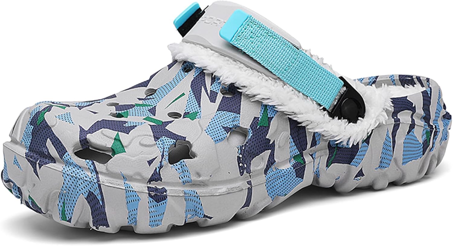 

Мужские зимние сабо с меховой подкладкой, теплые, противоскользящие, с легкой ноской и регулируемым ремешком на пятке, для дома, улицы и сада Tantanc, голубой