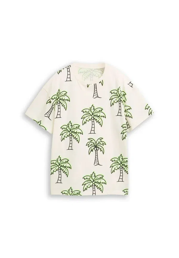 Футболка оверсайз Tom Tailor, large neon detail palm trees, с принтом пальм
