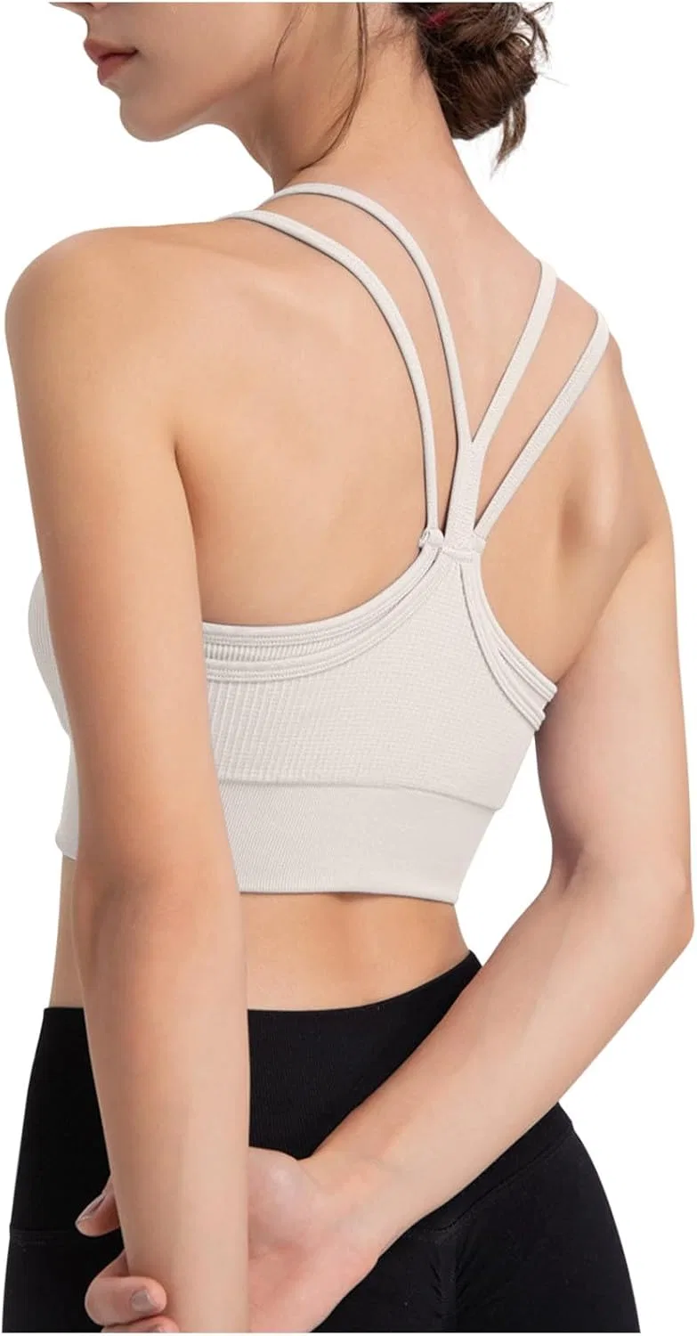 Спортивный бюстгальтер для женщин Racerback, Y2K, Activewear, Wirefree, White — фото 3