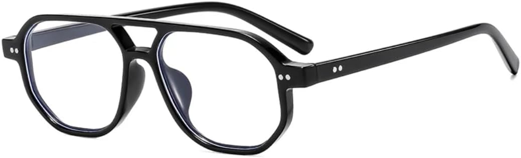 

Винтажные мужские солнцезащитные очки с двойной перемычкой и многоугольными линзами, модные женские очки с прозрачными линзами Ocean Lens и заклепками UV400 UUPTTPL, Black Clear