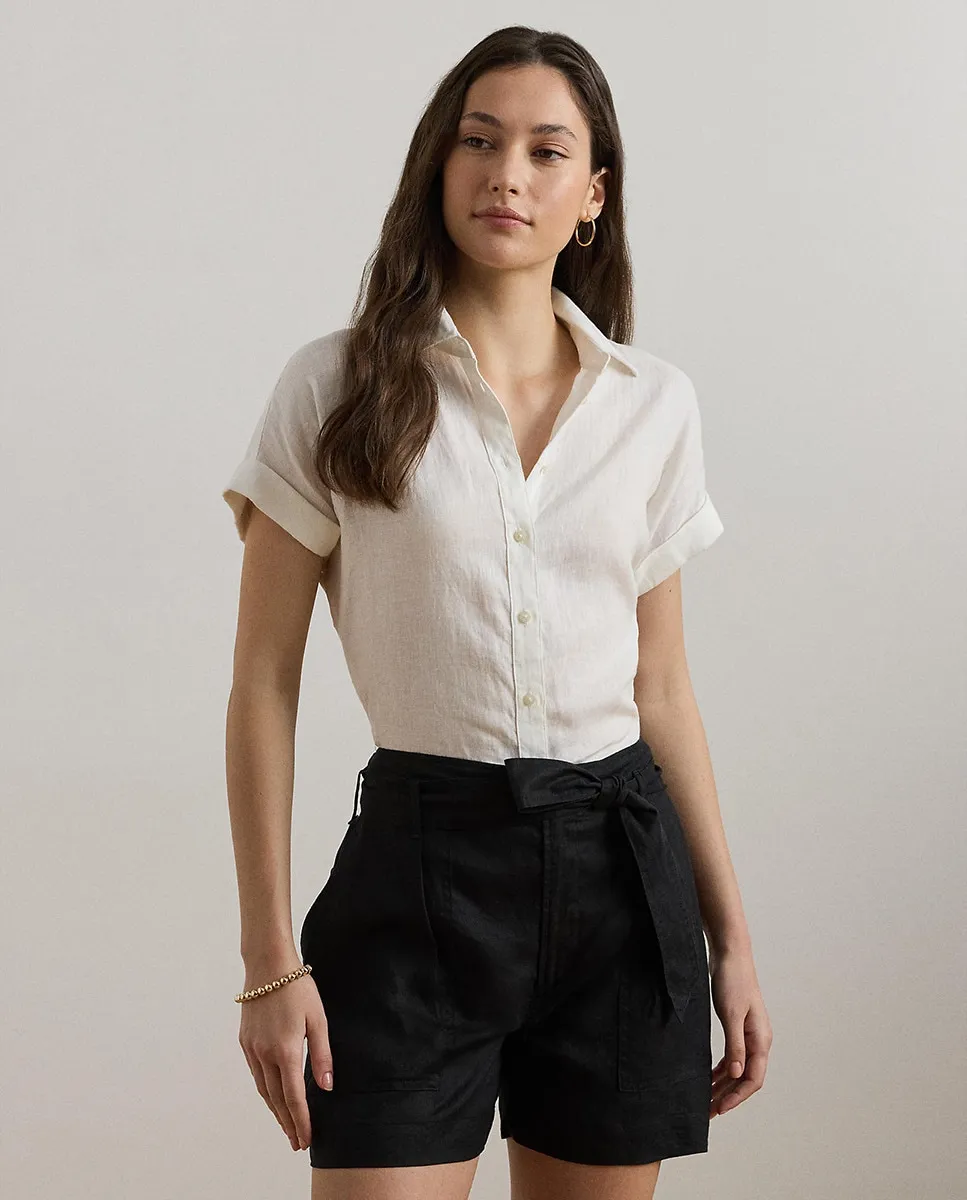 

Простая женская блузка с коротким рукавом Lauren Ralph Lauren, цвет Crudo