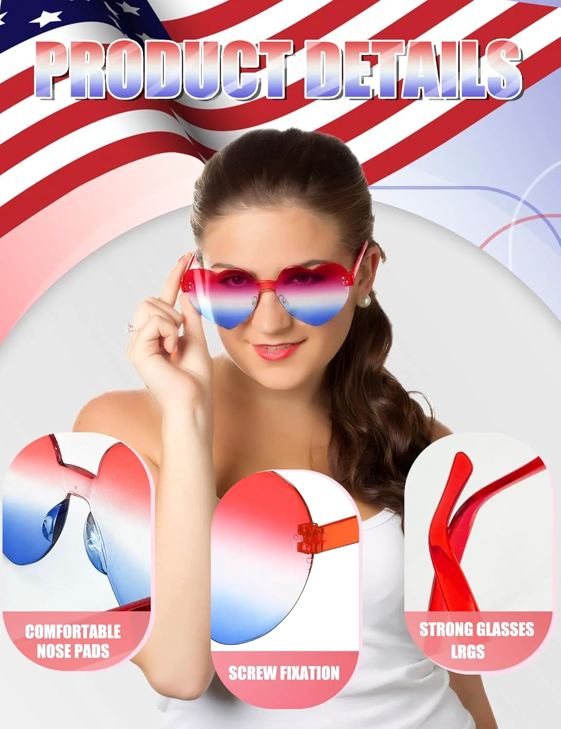 

18 пар солнцезащитных очков в форме сердца, без оправы, оптовая упаковка, для женщин, цветные, для вечеринок и дней рождения MIUSKATL, 18 Heart Glass Mix