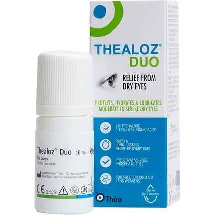 

Thealoz Duo Eye Drops Hypotonic Solution для улучшения облегчения и защиты от сухости глаз 10 мл Белый Thea Pharmaceuticals