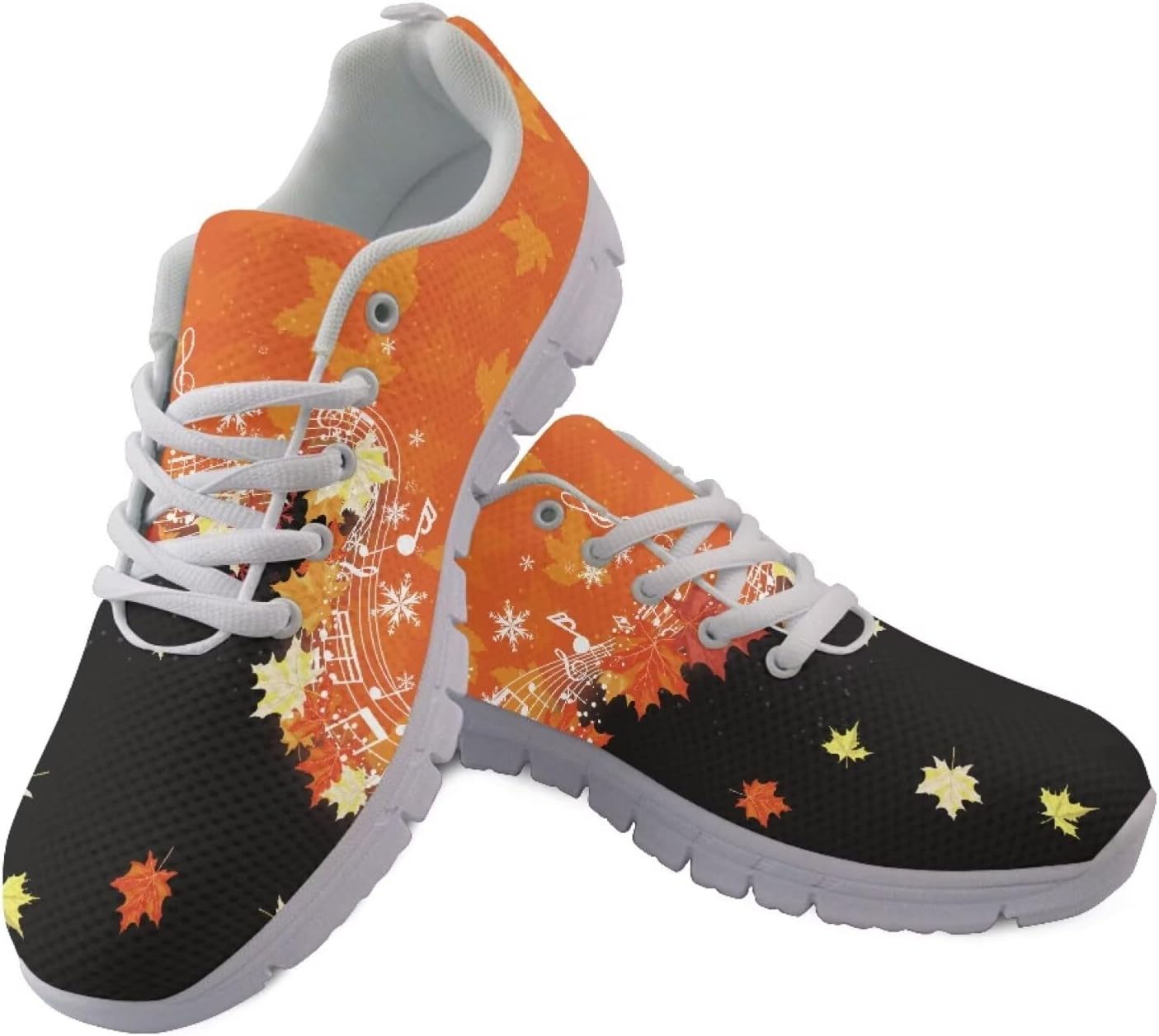 

Кроссовки Jeiento Fashion для женщин и мужчин, спортивная обувь для ходьбы, плоская рабочая обувь, легкие дышащие сетчатые теннисные кроссовки, Autumn Maple Leaf Music Note