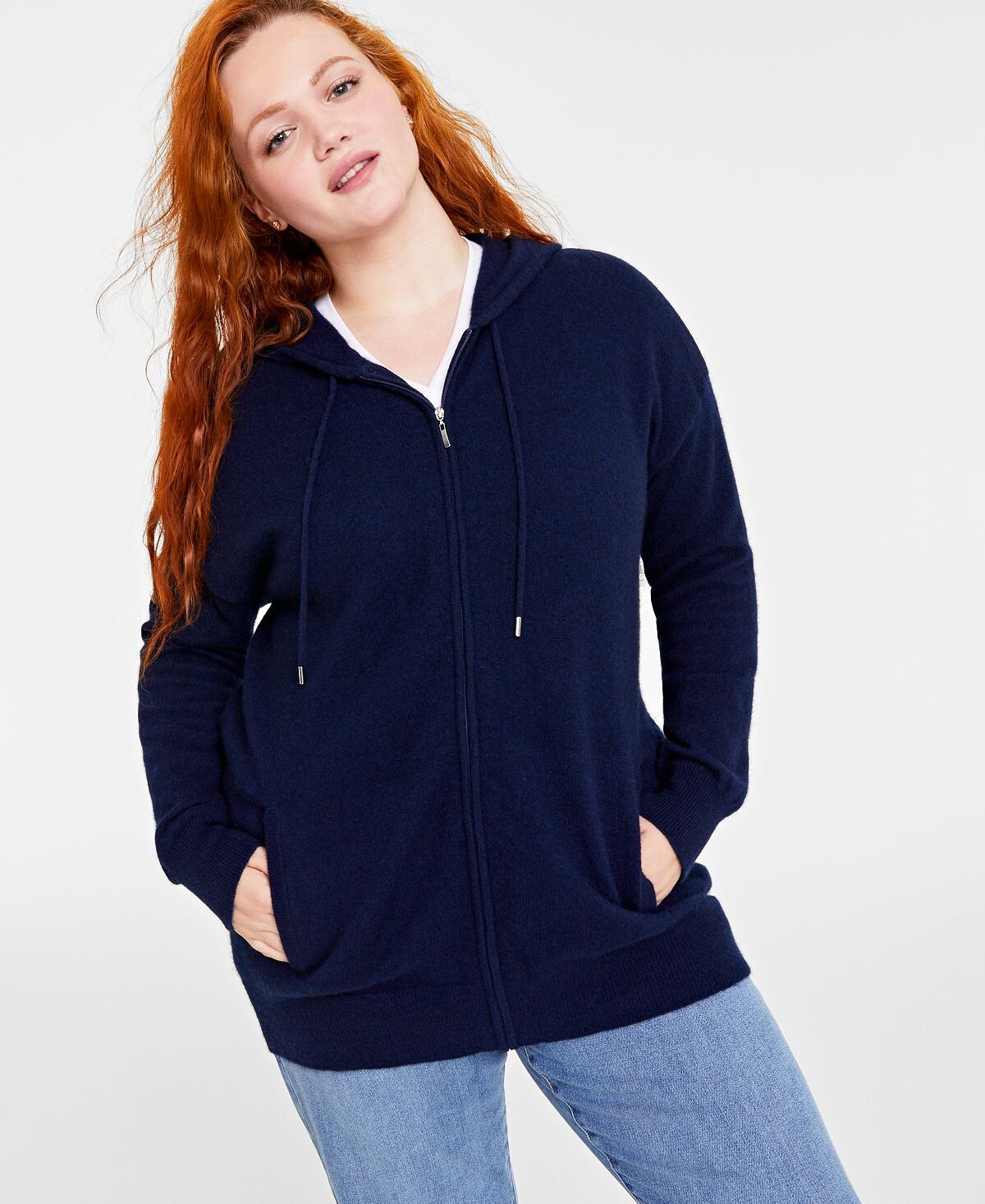 

Кашемировая толстовка на молнии больших размеров Charter Club