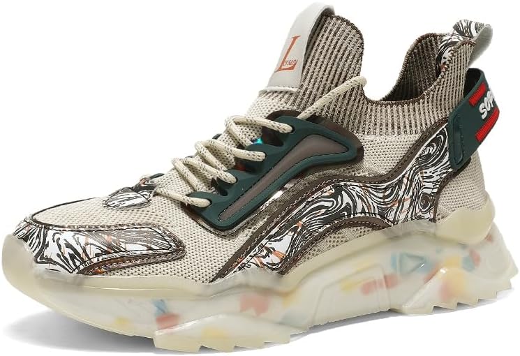 

Мужские дышащие повседневные баскетбольные кроссовки с сеткой и шнуровкой, легкие противоскользящие спортивные кроссовки, подходящие для повседневной носки, прогулок и бега Igzbibg, бежевый