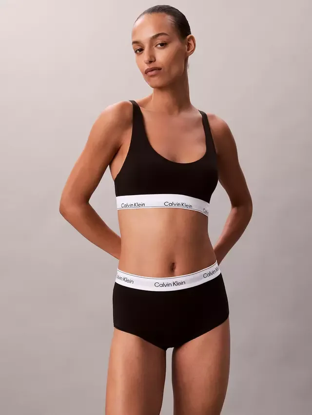 Трусики-шорты Icon из хлопка и модала, черные Calvin Klein