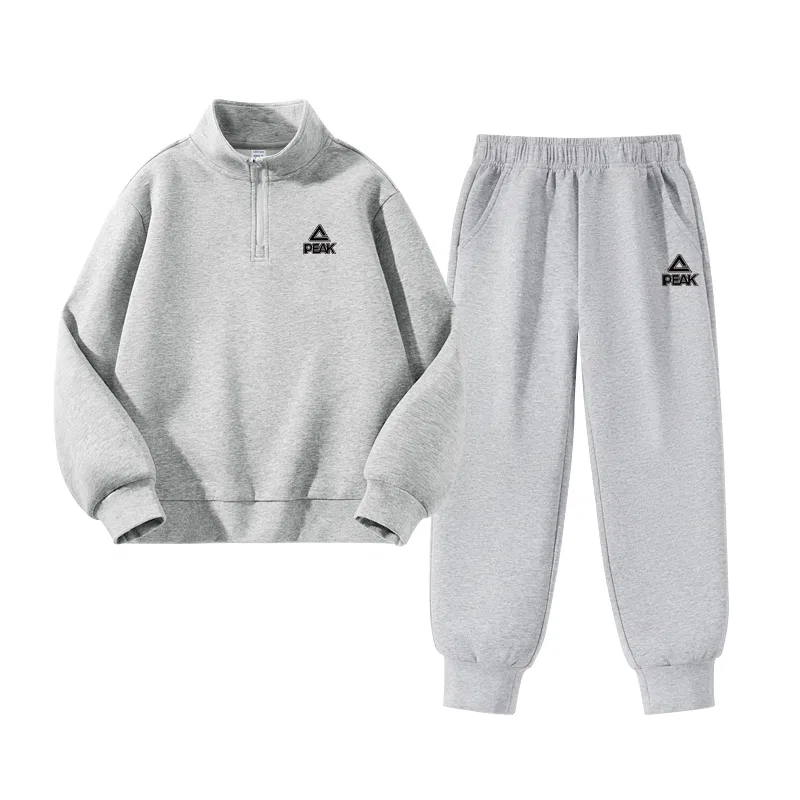 Спортивный костюм детский PEAK Light Heather Gray/PK Logo Black
