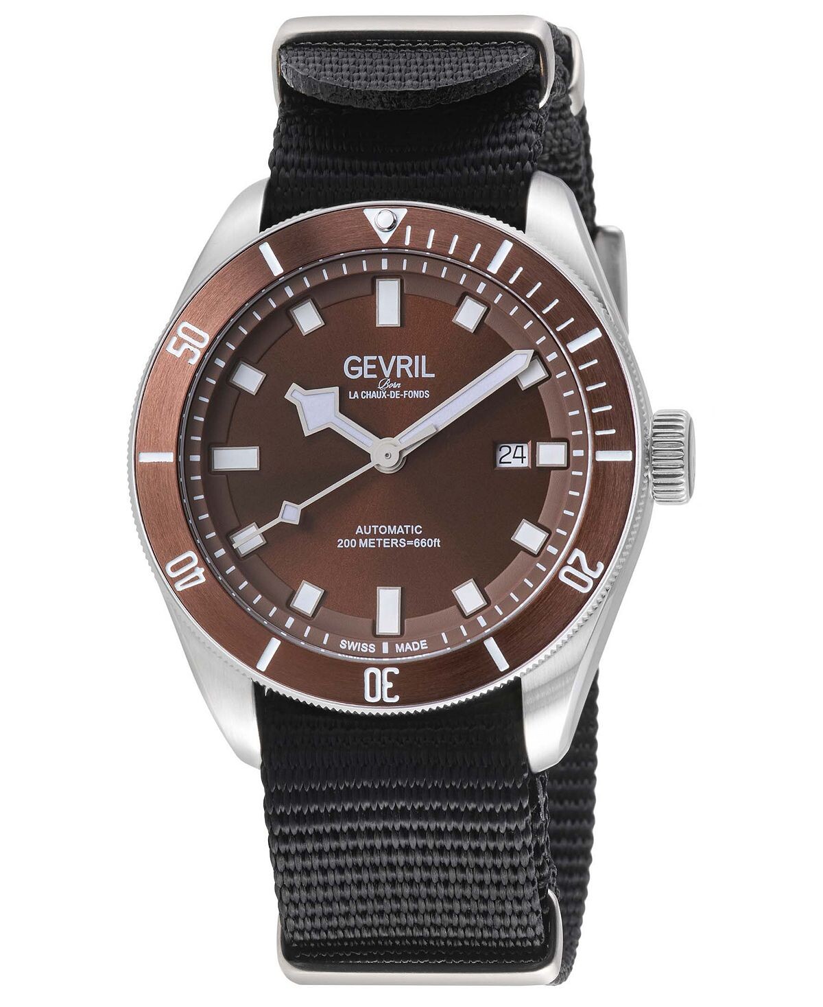 

Мужские часы Yorkville Swiss Automatic, черные нейлоновые часы, 43 мм Gevril
