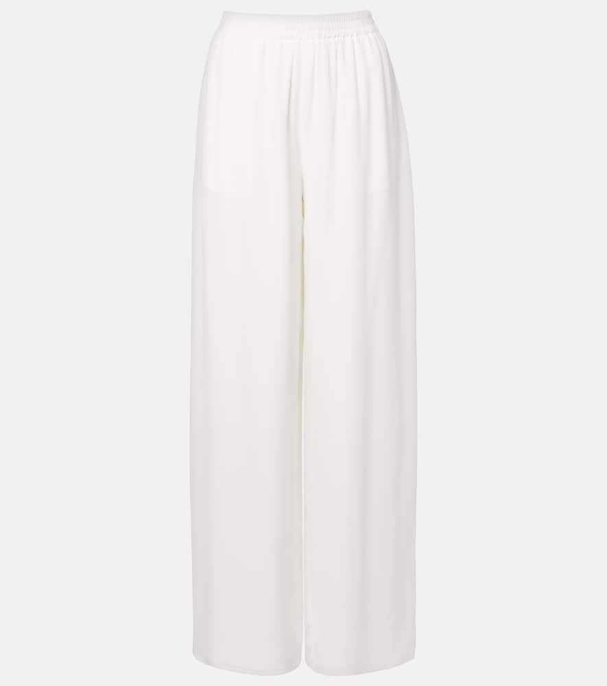 

Прямые брюки мид-райз из шелка Oscar de la Renta, Ivory