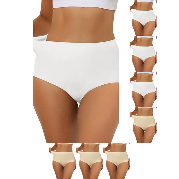 

8 пар женских эластичных трусиков-хипстеров без швов с высокой талией Inspire Chic, White Beige