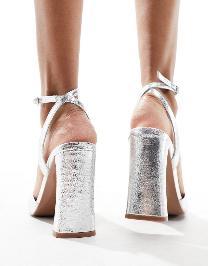 Серебристые широкие босоножки на блочном каблуке ASOS DESIGN Noah — фото 2