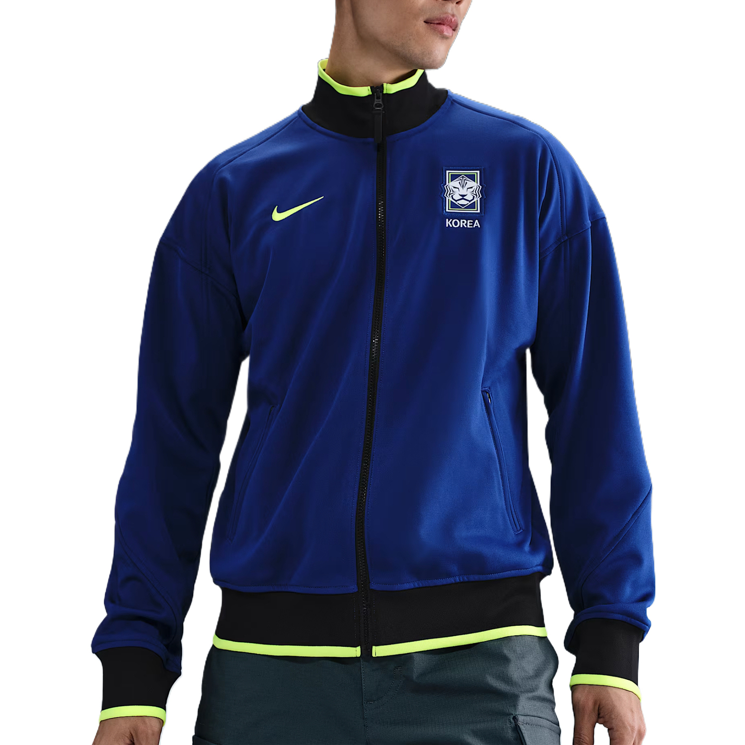 Nike Сухие куртки мужские Global Blue/Black/Neon Yellow/Neon Yellow, воротник стойка, умеренные другие — фото 2