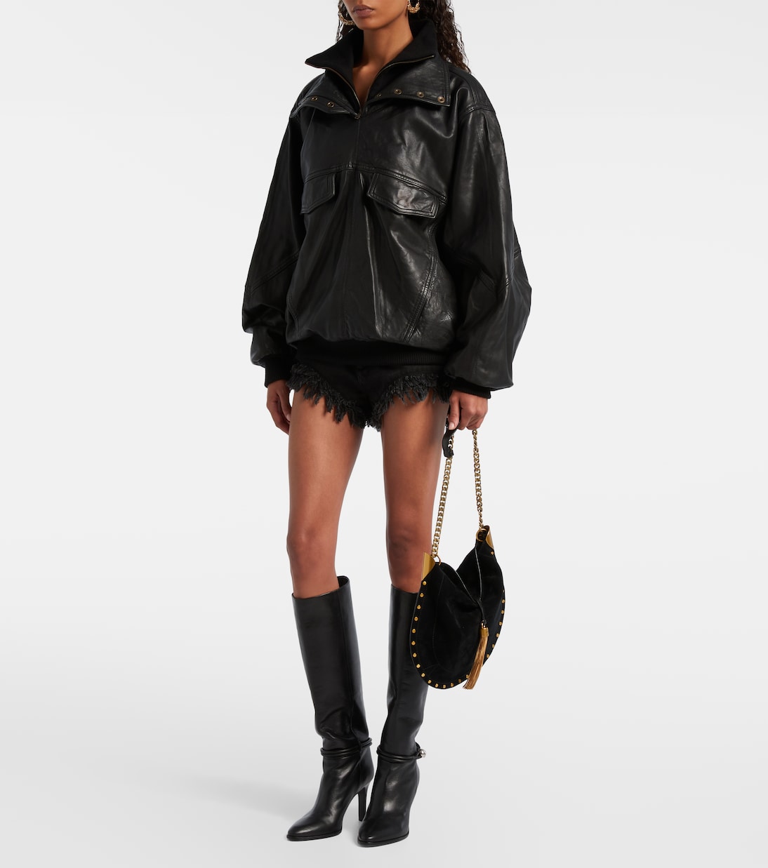Кожаная куртка Dorry большого размера Isabel Marant, черный — фото 2
