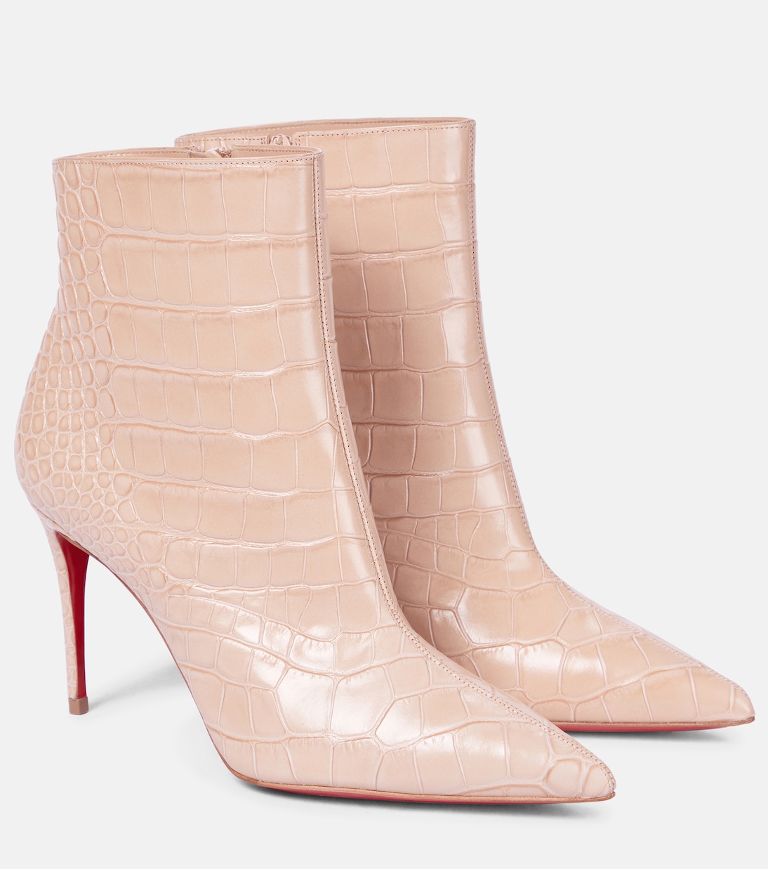 Кожаные ботинки до щиколотки с эффектом крокодиловой кожи Christian Louboutin, Nougat
