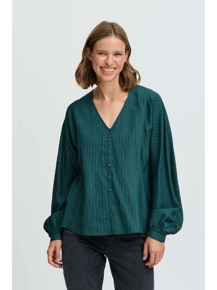 

Рубашка BYJAYELLE с длинными рукавами, прямого кроя, цвета морской волны b. young