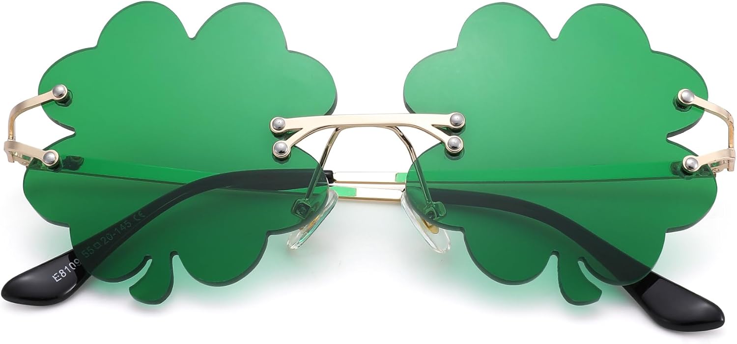 

Солнцезащитные очки Pro Acme ко Дню Святого Патрика, зеленые, с ирландским клевером и четырехлистным узором, в стиле костюма лепрекона для мужчин и женщин, C1 - Dark Green/Four Leaf Clover