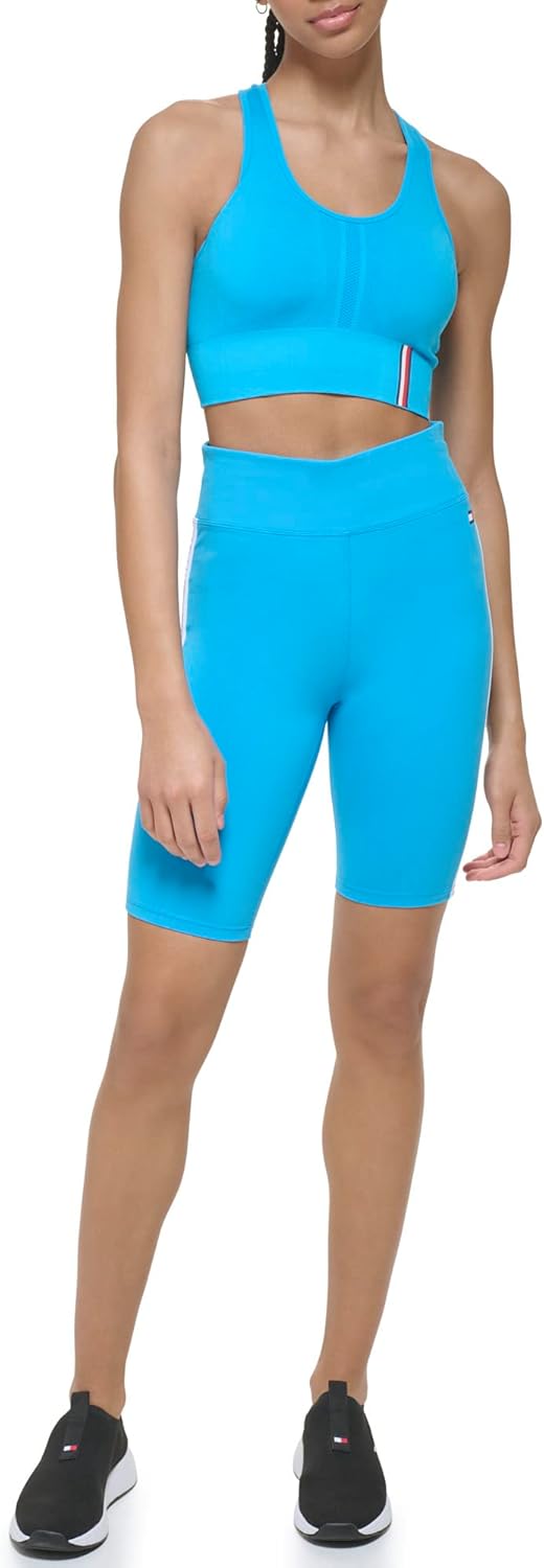 

Женские байкерские шорты Tommy Hilfiger с высокой талией и логотипом на ленте, Atlantic Blue