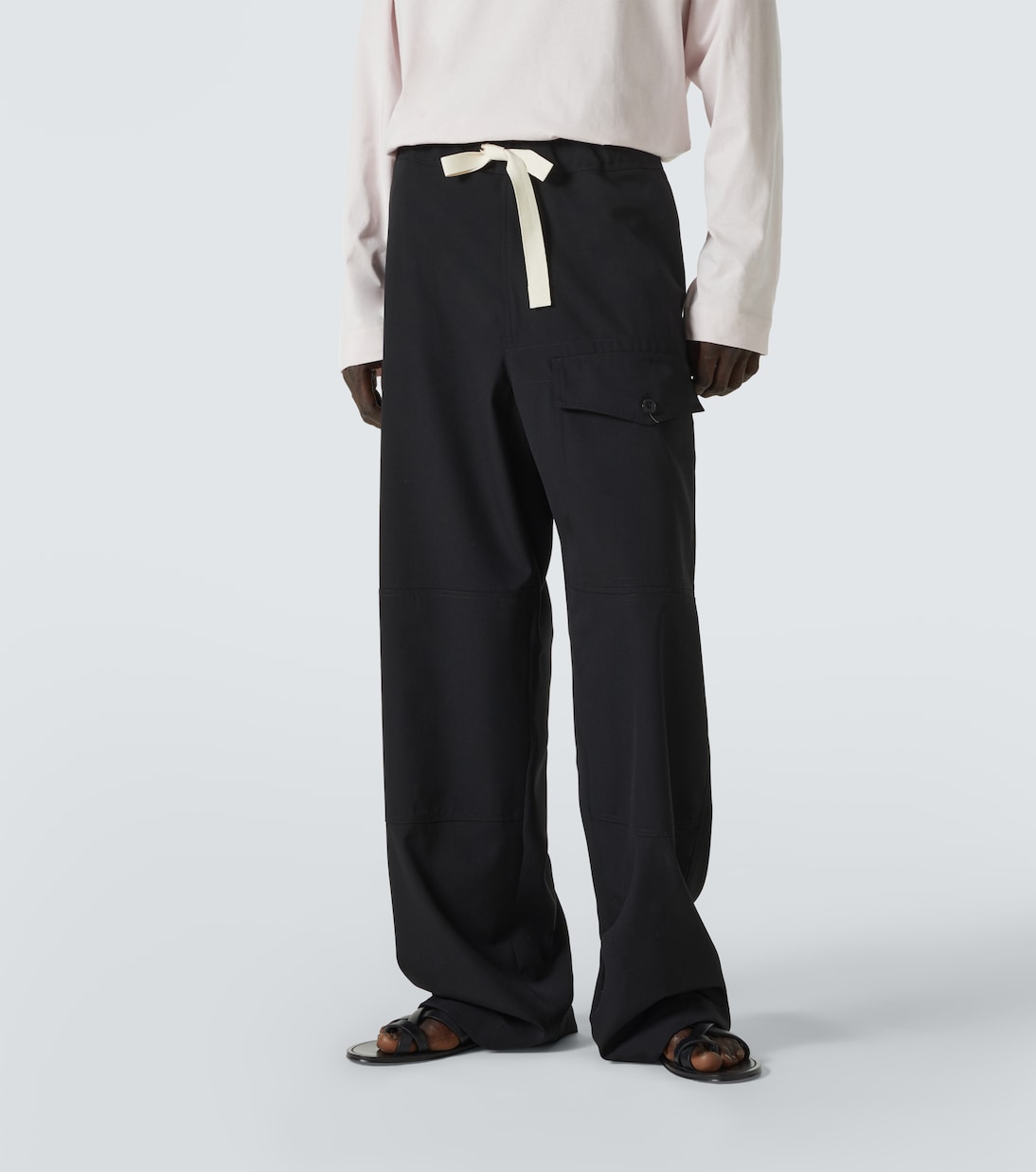 Шерстяные спортивные штаны Dries Van Noten, черный — фото 3